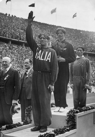 Photograph of the 1936 Berlin Olympic Games medal ceremony for the 1500 metres final, 6 Aug 1936 Reference Number: MSX-2261-066 National Library